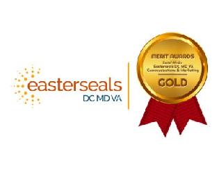 Easterseals DC MD VA logo next to the Gold Social Media Marketing and Communications Merit Award