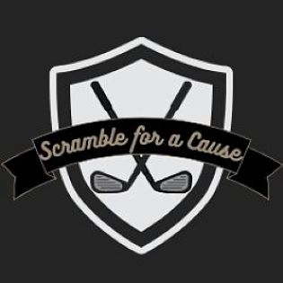 Scramble for a Cause logo. A crest with two golf clubs.