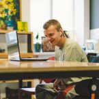 A man with a disability using a computer 