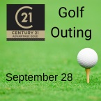 Century 21 logo with a golf tee on a golf course