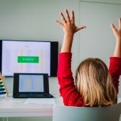 child passing remote learning test
